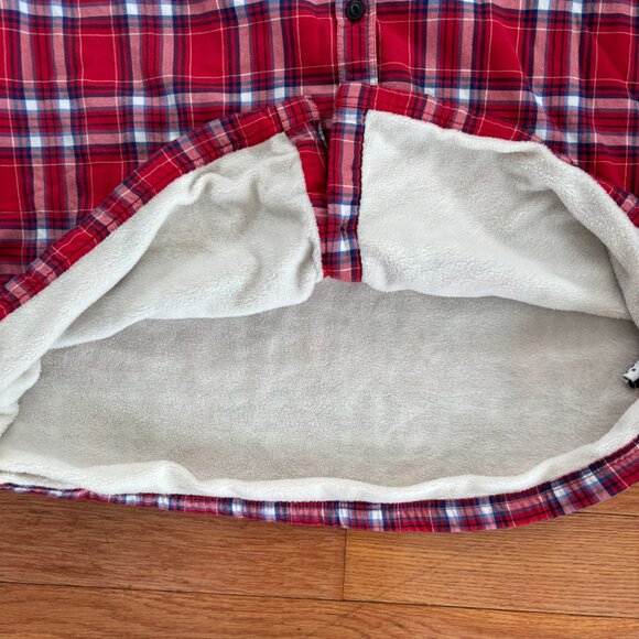 L.L. Bean Sweater Fleece Lined Plaid Flannel Shacket Womens XL Red Cabin Outdoor - Picture 5 of 8
